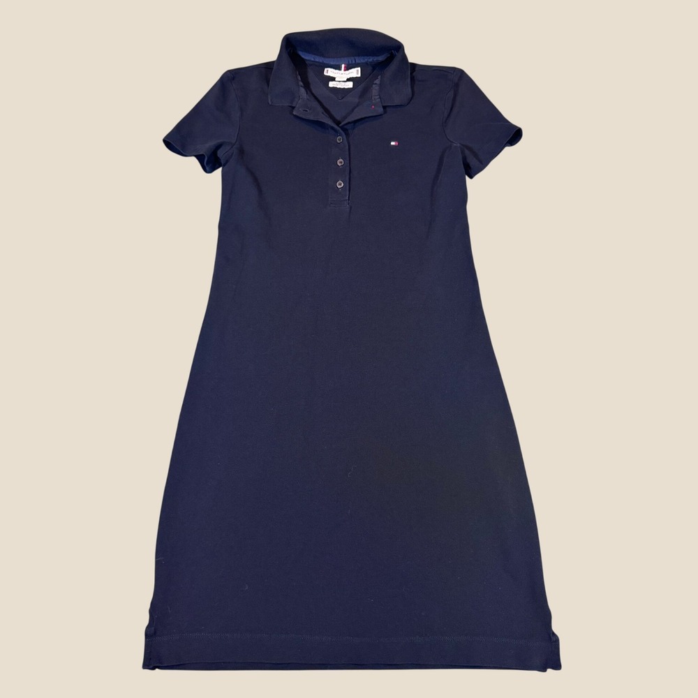 Tommy Hilfiger Classic Fit Polo Dress XXS Navy Blue Embroidered Logo